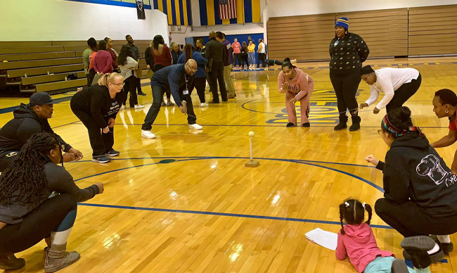 photo of Participants at a team building event.